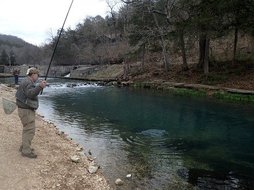 Angler fishing in a Missouri Trout Park